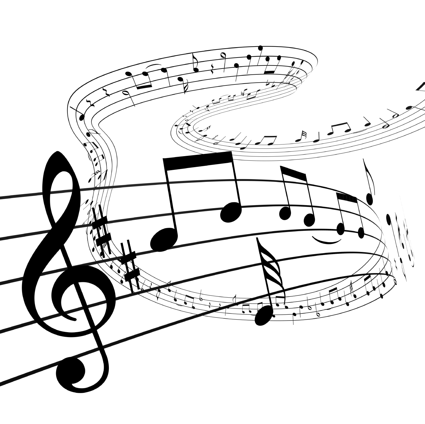 Music represented as musical notes